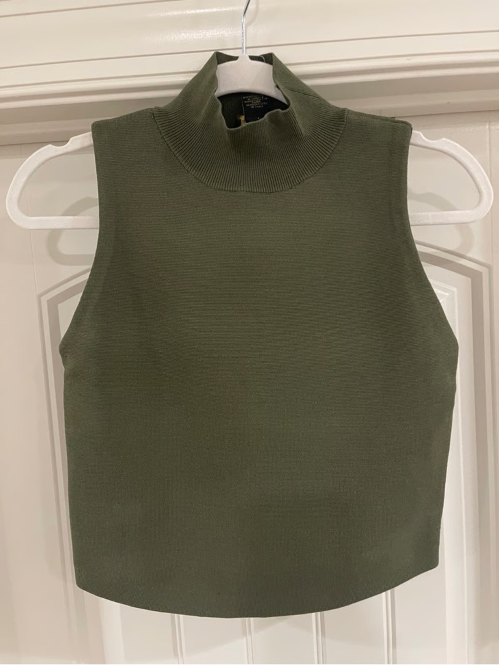 House of Harlow Sleeveless Mock Neck Tank Top - Olive Green